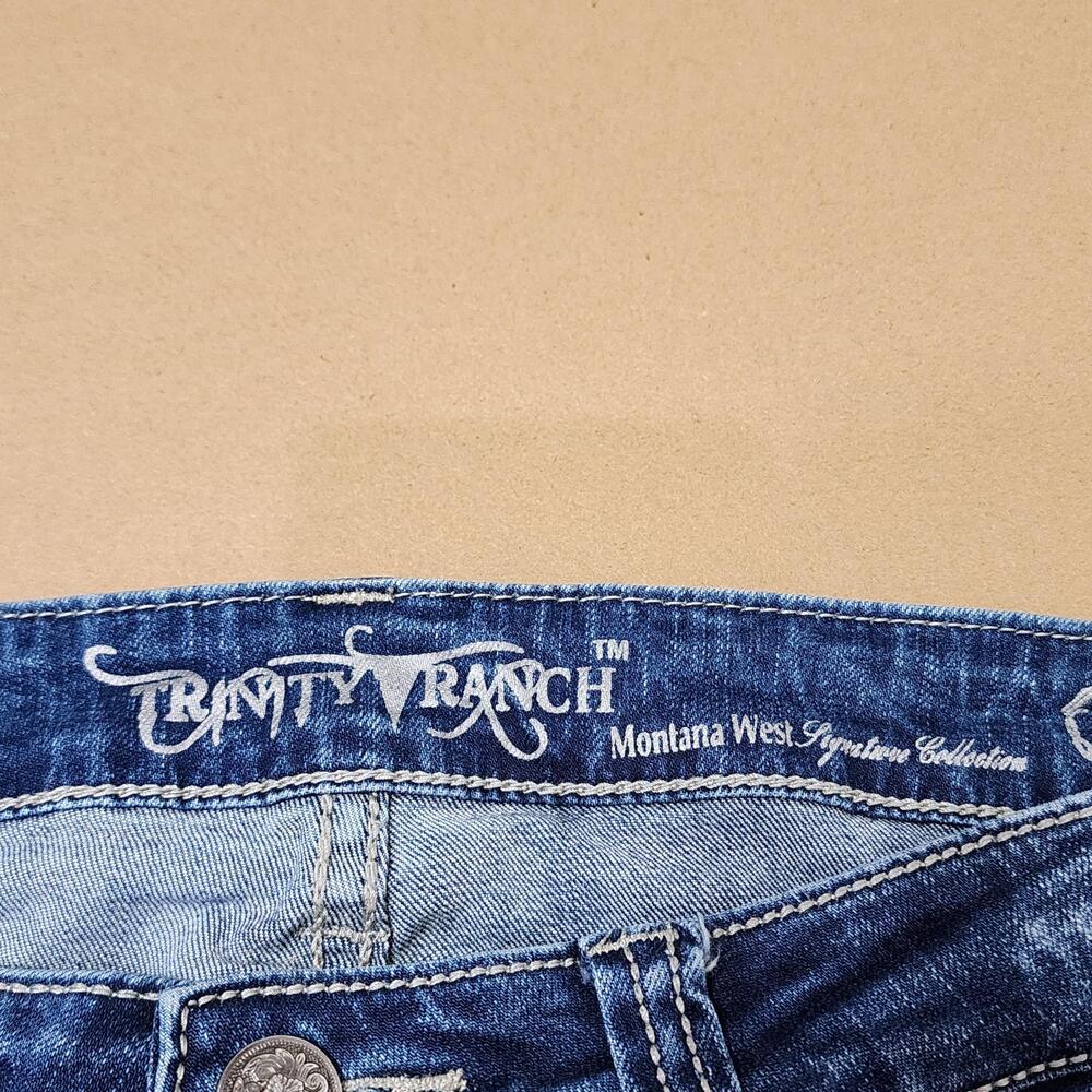 Trinity Ranch Jeans Womens 9 Blue Bootcut Embroidered Rhinestone Studded - Picture 7 of 16